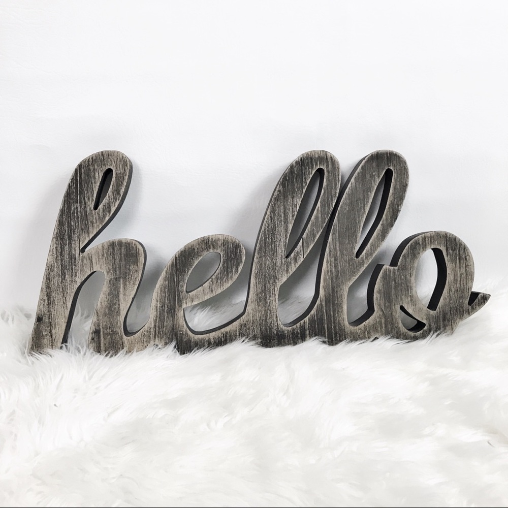 Farmhouse “hello” Distressed Rustic Wood Sign
